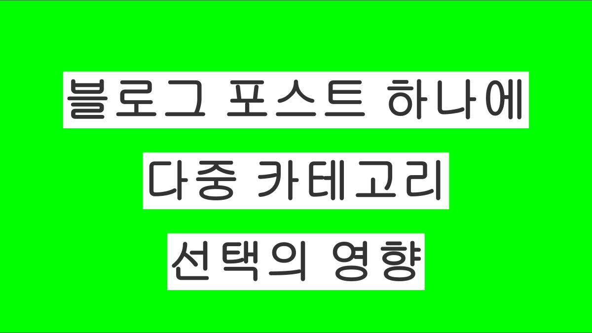 글 하나에 카테고리 여러개 선택할 경우의 영향